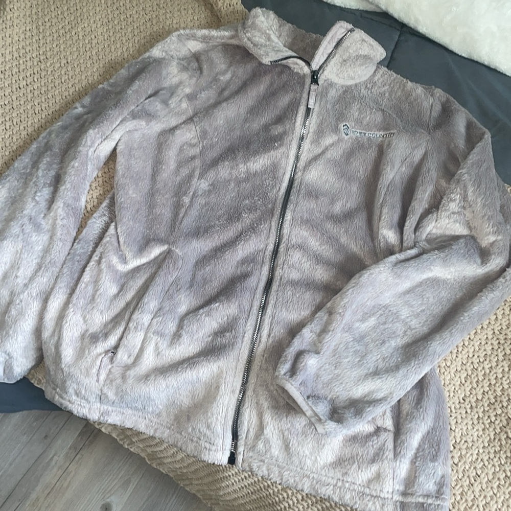 Free Country Gray Teddy Jacket Soft Zip-Up